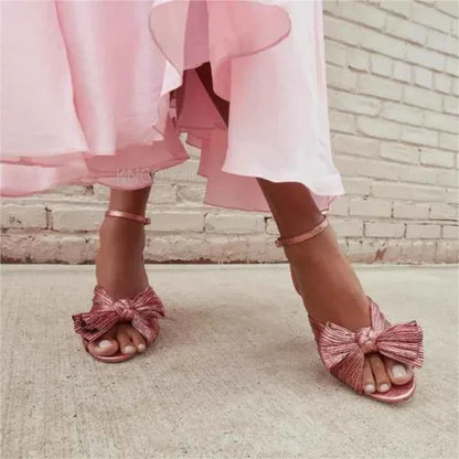 Summer High Quality Open Umbilical Bow High Heels Women's Sandals Party Dress Wedding Shoes